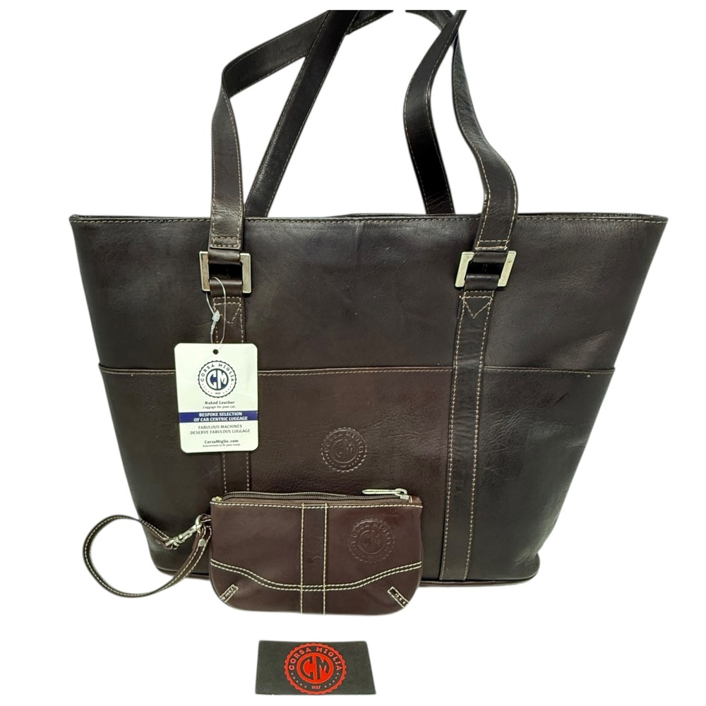New Corsa Miglia By‎ Piel Brown Leather Car Centric Luggage Laptop Career Bag